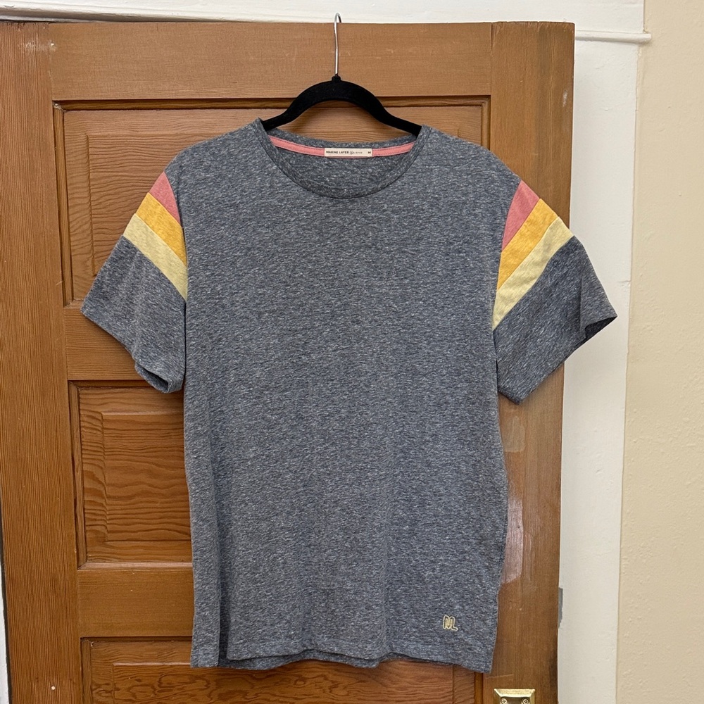 Marine Layer Speckled Gray Tee with vintage style sleeves